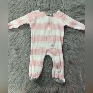 Burt's Bees Baby Pink and White Striped Footie